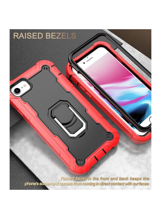 S-TOP Case For iPhone SE 2022 / SE 2020 / 8 / 7 PC + Rubber 3-layers Shockproof Protective Case with Rotating Holder - Image 2