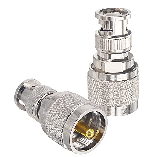 Boobrie BNC UHF Coax Connector PL259 UHF Male to BNC Male Coaxial Connector Low Loss Coax Adapter for RF Antennas/Wireless LAN Devices/Coaxial Cable/Wi-Fi Radios Pack of 2 - Image 1