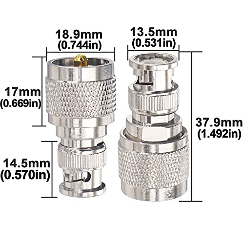Boobrie BNC UHF Coax Connector PL259 UHF Male to BNC Male Coaxial Connector Low Loss Coax Adapter for RF Antennas/Wireless LAN Devices/Coaxial Cable/Wi-Fi Radios Pack of 2 - Image 3