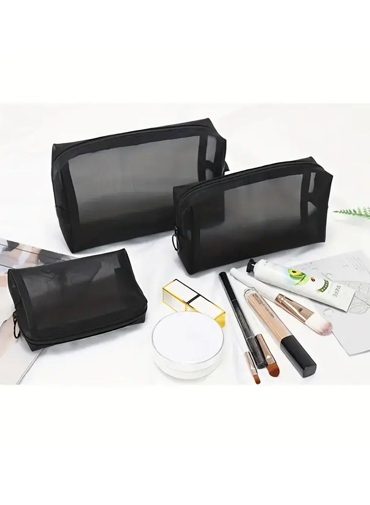 Rozino 3-Piece Set Nylon Cosmetic Bags, Transparent Multi-Functional Travel Pouch Organizer, Unisex-Adult Unscented Makeup Storage Kit - Image 3