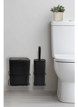 ‎okyanus Home Ocean Home Black Eco Magic Hanging Square Mina 2-Piece WC Bucket and Brush Set  - Image 2