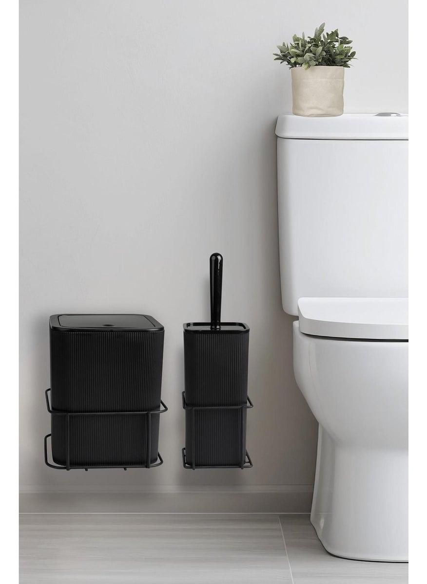 ‎okyanus Home Ocean Home Black Eco Magic Hanging Square Mina 2-Piece WC Bucket and Brush Set  - Image 2