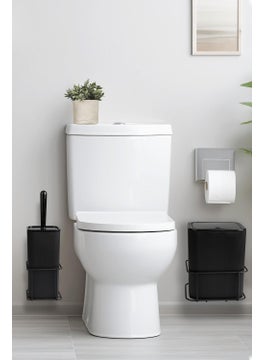 ‎okyanus Home Ocean Home Black Eco Magic Hanging Square Mina 2-Piece WC Bucket and Brush Set  - Image 1