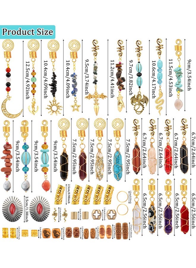 Messen 170 Pcs Dreadlock Jewelry Crystal Loc Jewelry Handmade Gemstone Adornment Hair Pendants Imitation Wood Beads Beard Tube Bead Hair Cuff Coils Rings Braiding Accessories With Metallic Cord (Gold)  - Image 5