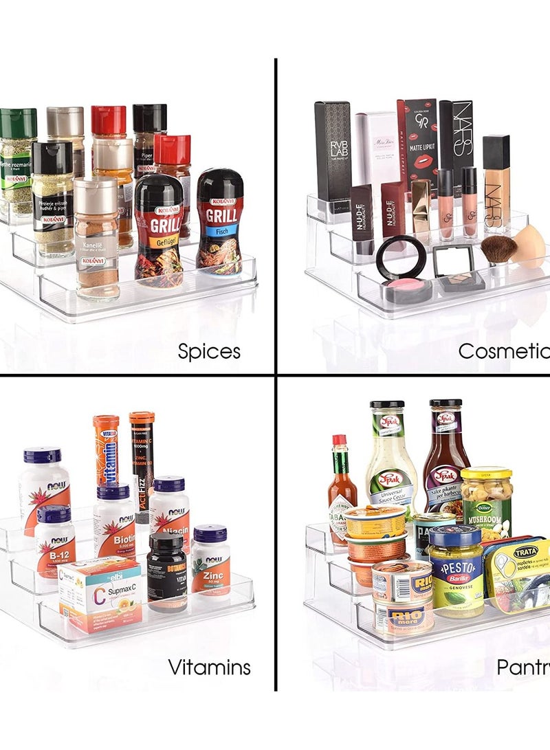 SYOSI 3-Tier Clear Spice Rack Organizer for cabinet (2-Pack) - Step Shelf - for Kitchen Pantry, Countertop, Bathroom, Bedroom, Office, Desk, Shelf - Acrylic - BPA Free - Image 2