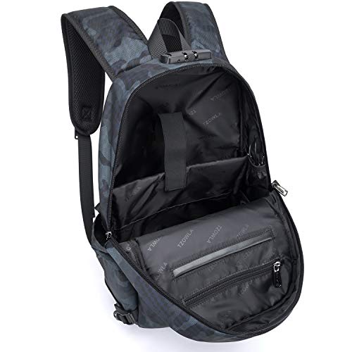 Tzowla Business Laptop Backpack Water Resistant Anti-Theft Backpack with USB Charging Port and Lock 15.6 Inch Computer Backpacks for Women Men, Casual Hiking Travel Daypack (Navy Blue Camo) - Image 3
