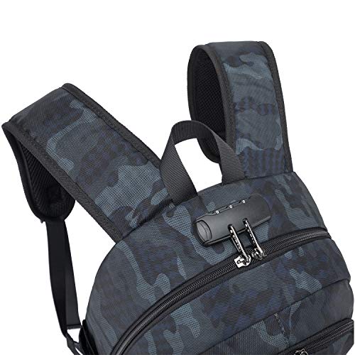 Tzowla Business Laptop Backpack Water Resistant Anti-Theft Backpack with USB Charging Port and Lock 15.6 Inch Computer Backpacks for Women Men, Casual Hiking Travel Daypack (Navy Blue Camo) - Image 4