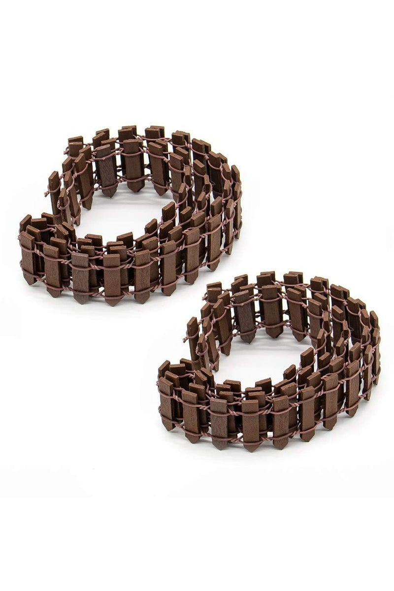 2 Pack 35 Inch Mini Fairy Garden Fence, 90 x 3 CM Wooden Decorative Picket for DIY Crafts Projects, Brown Wooden Ornament, Ideal for Garden Decorations and Miniature Scenery - Image 1