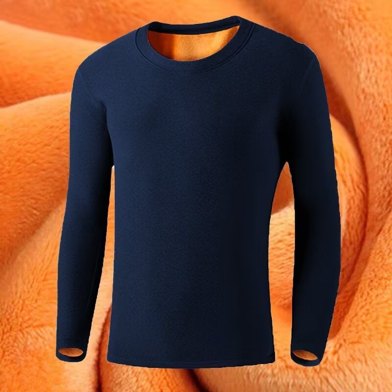 Factory Gold Velvet Thermal Underwear Men'S And Women'S Fleece-Lined Thickened Autumn Clothing Plus Size Cold-Proof Round Neck T-Shirt Base Shirt - Image 4