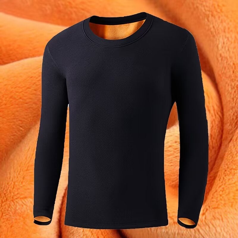 Factory Gold Velvet Thermal Underwear Men'S And Women'S Fleece-Lined Thickened Autumn Clothing Plus Size Cold-Proof Round Neck T-Shirt Base Shirt - Image 1