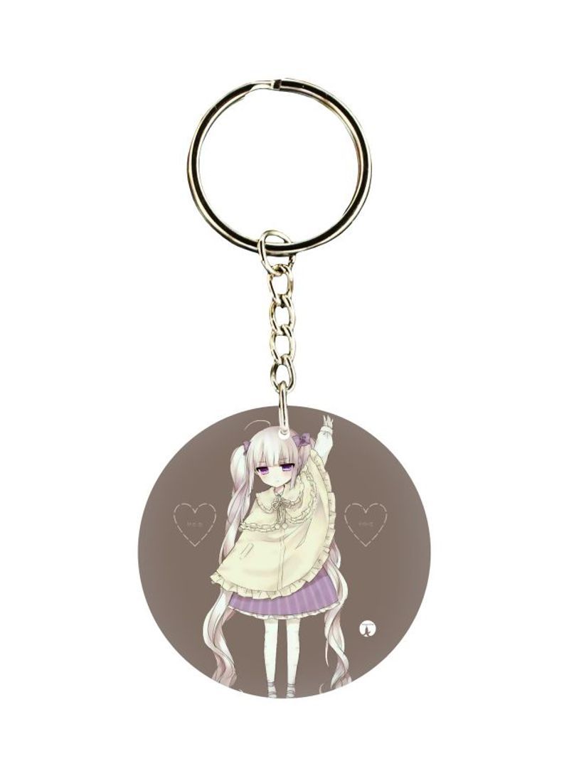 RKN Cartoon Girl Printed Keychain