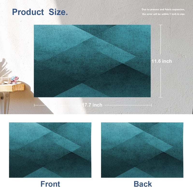 Batmerry Teal Blue Black Placemats Blue Vintage Background Texture Pattern Woven Burlap Modern Placemats for Dining Table Kitchen Table Round Table Farmhouse Wedding Outdoor Indoor Set of 4 - Image 5