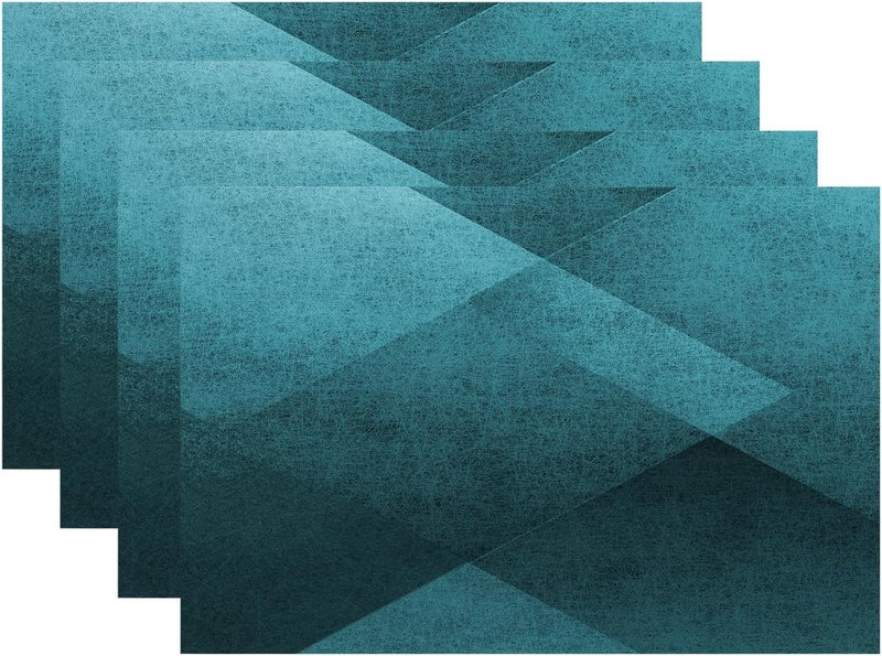 Batmerry Teal Blue Black Placemats Blue Vintage Background Texture Pattern Woven Burlap Modern Placemats for Dining Table Kitchen Table Round Table Farmhouse Wedding Outdoor Indoor Set of 4 - Image 1
