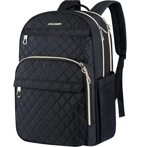 KROSER Laptop Backpack 156 Inch Stylish Daypack with USB Charging Port Waterrepellent Nylon Backpack Backpack for TravelBusinessWomenBlack - Image 1