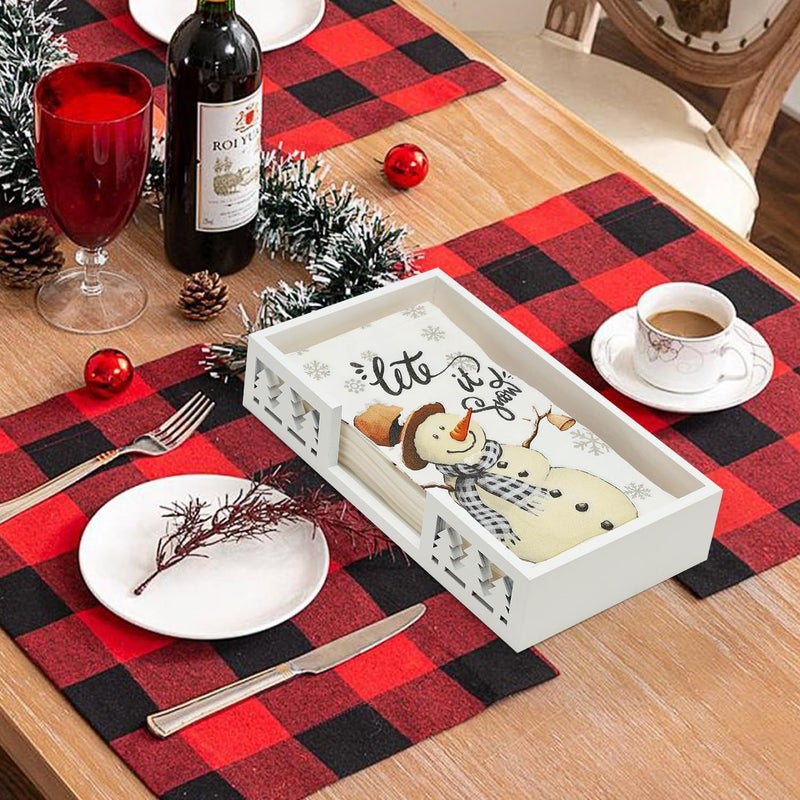 Renawe Christmas Paper Towel Holder Kitchen Decor Accessories Gift Decorative Wooden Napkin Holder for Table Bathroom Guest Towels Holder Rustic Wood Holiday Xmas Napkin Holder Disposable Hand Towel Tray - Image 3