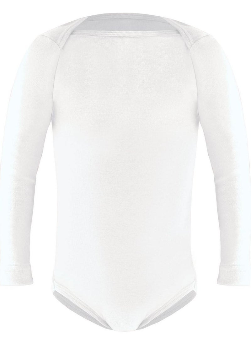 Blackspade 1251 Unisex Kids White 2 Piece Long Sleeve Thermal Snap-On Bodysuit 
