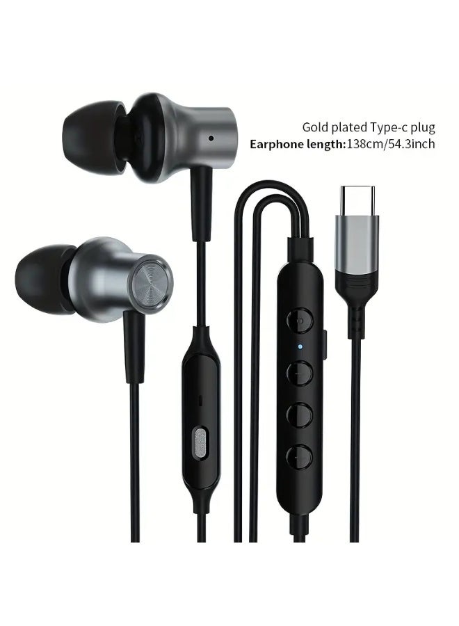 Type-C Wired Voice-Changing Earphones, Intra-Auricular Karaoke Buds with Sound Card and Volume Control Buttons for Multi-Mood Effects, Suitable for Live Streaming & Recording Singing, 3D Stereo HIFI Quality Gaming Music Vocal Proactive Noise Cancelling - Image 1
