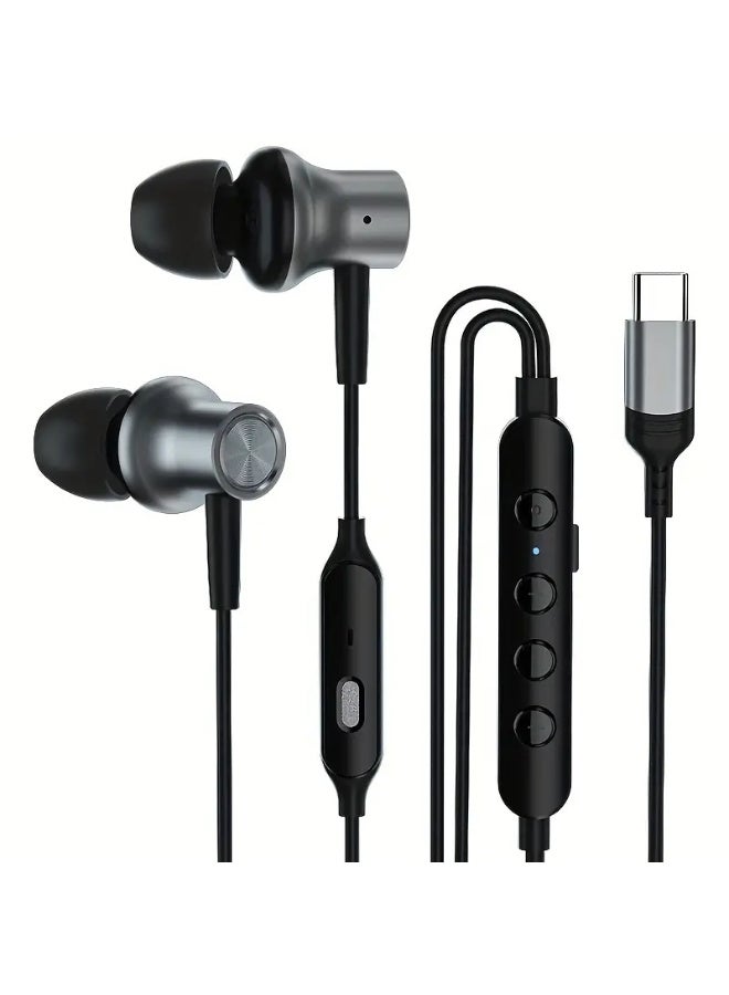 Type-C Wired Voice-Changing Earphones, Intra-Auricular Karaoke Buds with Sound Card and Volume Control Buttons for Multi-Mood Effects, Suitable for Live Streaming & Recording Singing, 3D Stereo HIFI Quality Gaming Music Vocal Proactive Noise Cancelling - Image 2
