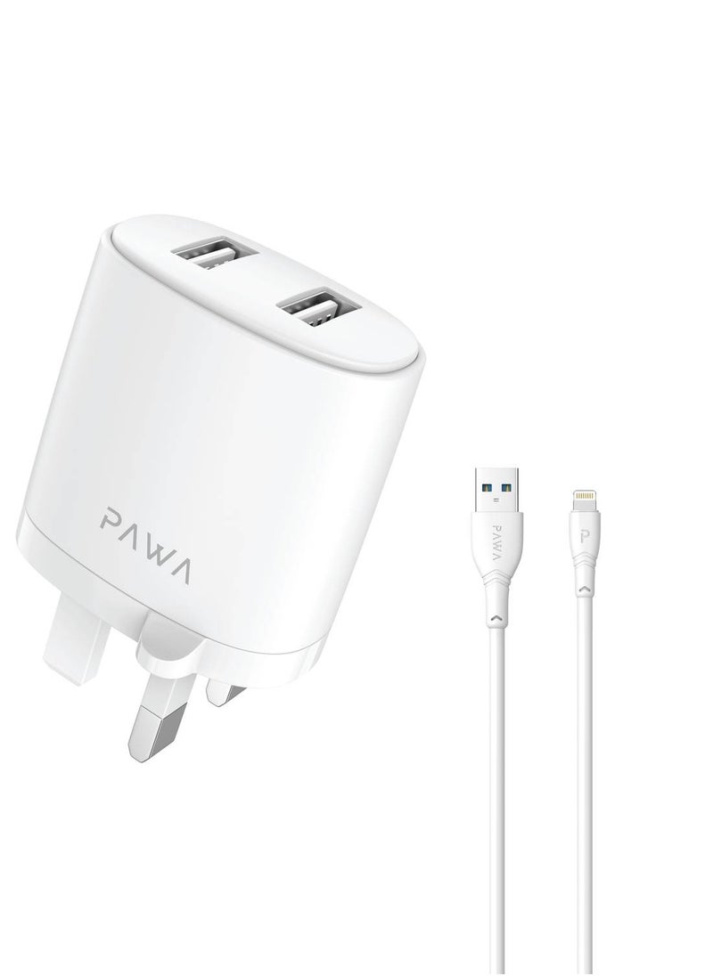 Pawa - Auto-ID Wall Charger 2.4A UK with Lightning Cable / Portable & Elegant / Secure and saturated / Wide Compatibility - White - Image 1