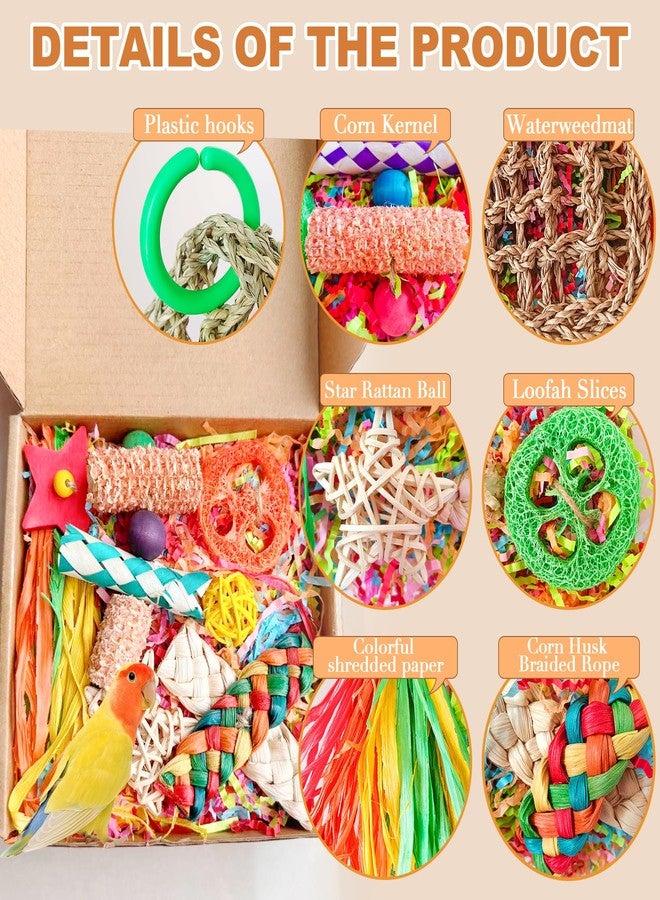 Tyotrbs Parakeet Toys, Bird Toy Conure Grass Mat Budgie Shredder Hanging Set Cockatiel Foraging Toys Parrot Climbing Wall Toy Lovebird Cage Accessories for Small Birds - Image 2