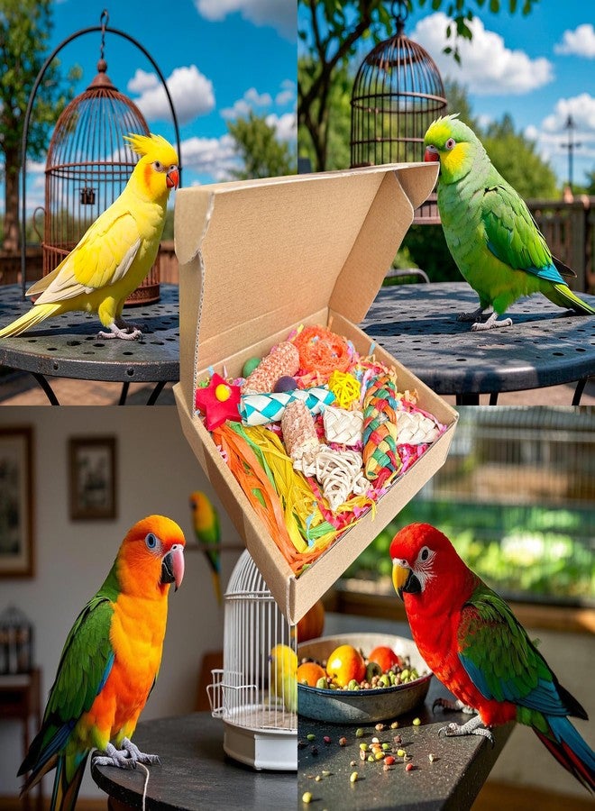 Tyotrbs Parakeet Toys, Bird Toy Conure Grass Mat Budgie Shredder Hanging Set Cockatiel Foraging Toys Parrot Climbing Wall Toy Lovebird Cage Accessories for Small Birds - Image 5