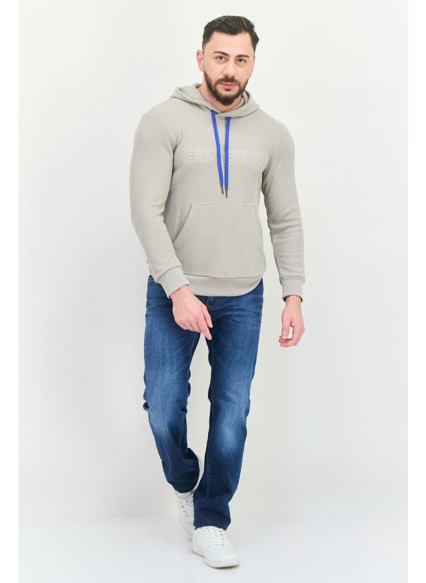 GAS Men Hooded Textured Long Sleeves Sweatshirt, Grey  - Image 4