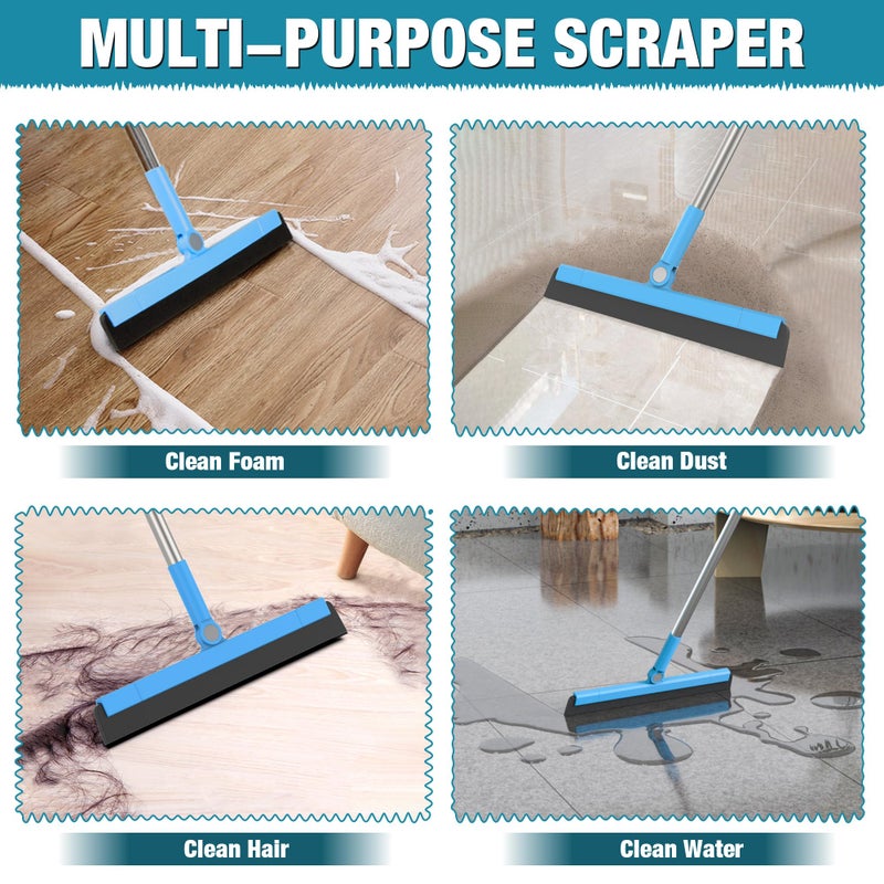 KOLLIEE Floor Squeegee Adjustable 59'' Long Handle Professional Floor Squeegee with Hook Water Squeegee Foam Blade for Concrete Floor Tile Pet Hair Floor Wiper - Image 2