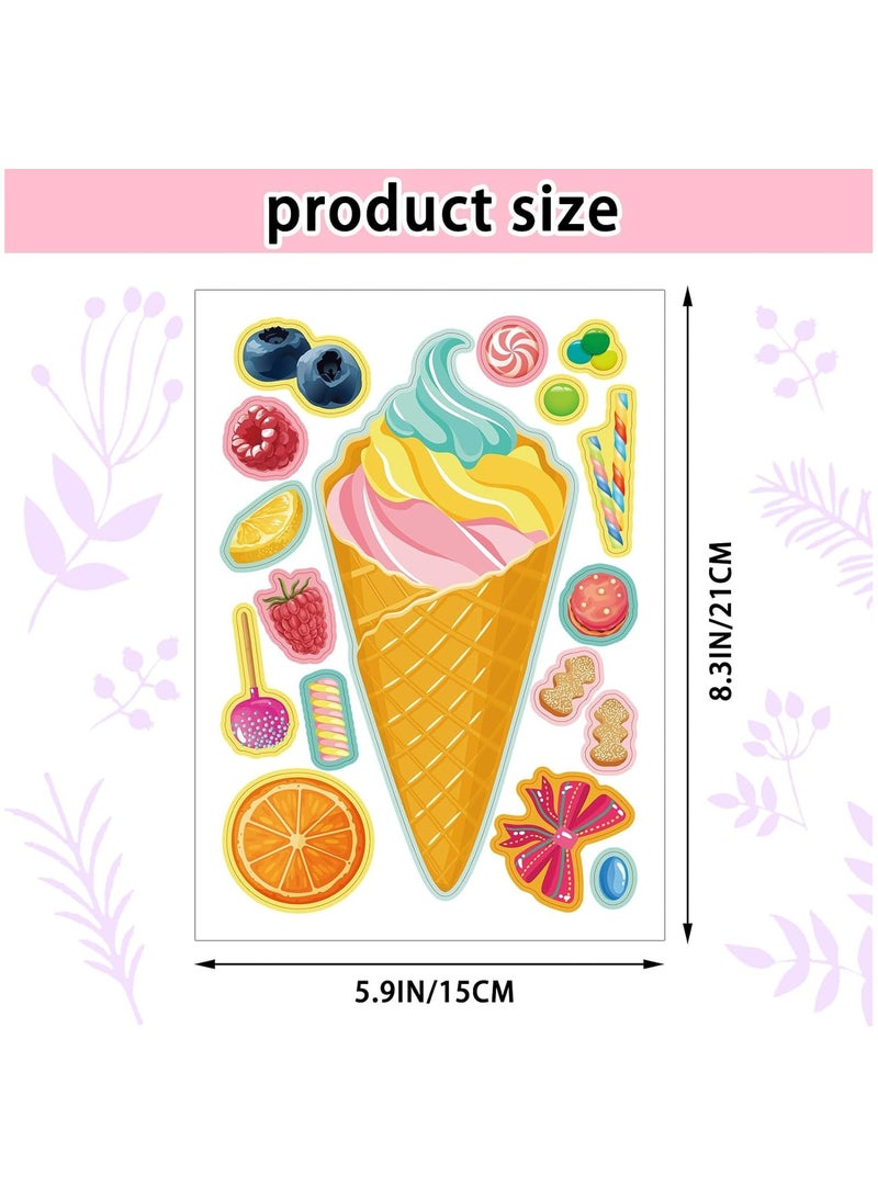 24 ورقة مقاس 8.3 بوصة × 5.9 بوصة، اصنع ملصقات الآيس كريم الخاصة بك لهدايا حفلات الأطفال، اصنع ملصقات وجه لأنشطة الأطفال - Image 3