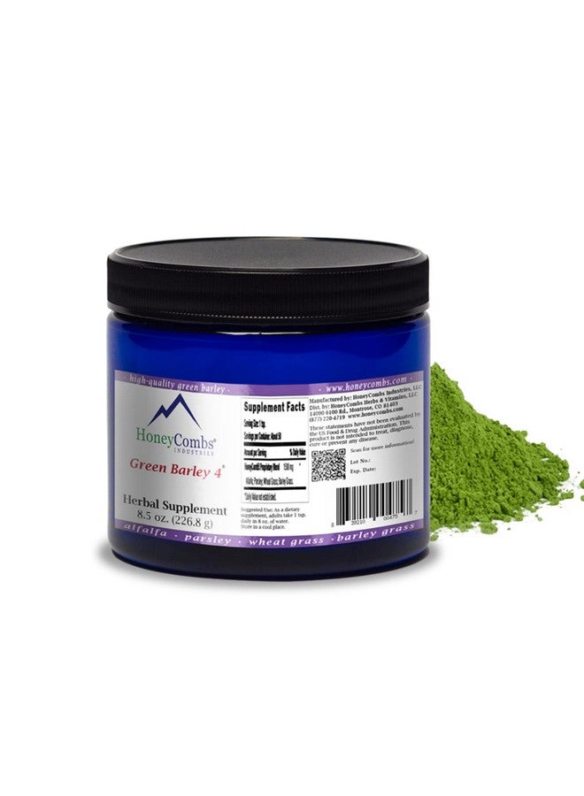 HoneyCombs Green Barley 4 - Natural Chlorophyll - Superfood Greens and Chlorophyll Blend Powder Supplement - Nutrient Rich Organic Alfalfa, Barley Grass, Parsley & Wheat Grass Supplement, 8.5 Oz Powder - Image 1