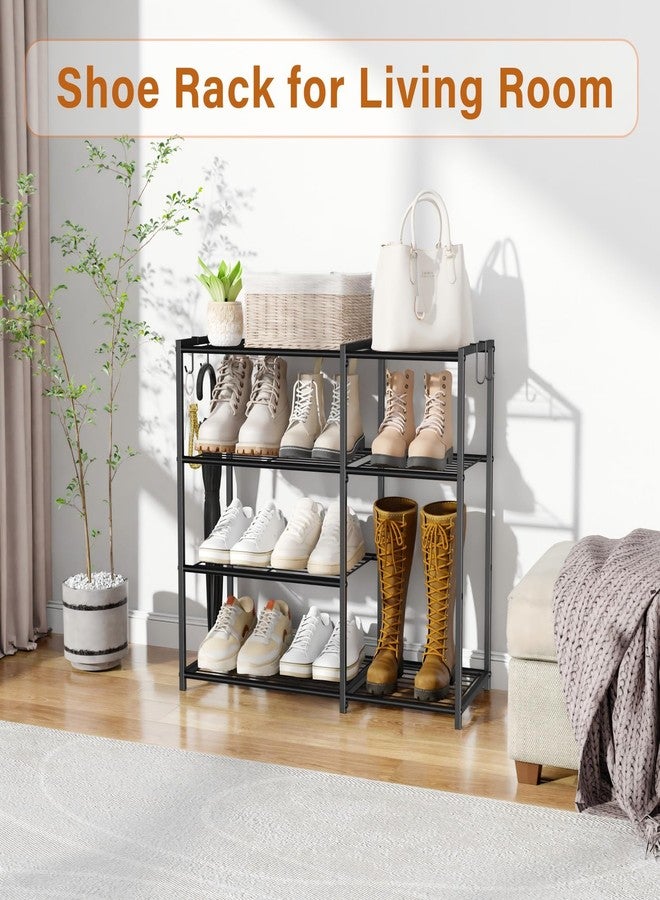 Neracking 4-Tier Metal Shoe Rack for Entryway, Heavy Duty Shoe Organizer for Closet and Garage, Sturdy Free Standing Shoe Shelf Storage with Tall Boot Space, Space Saving, Black - Image 2