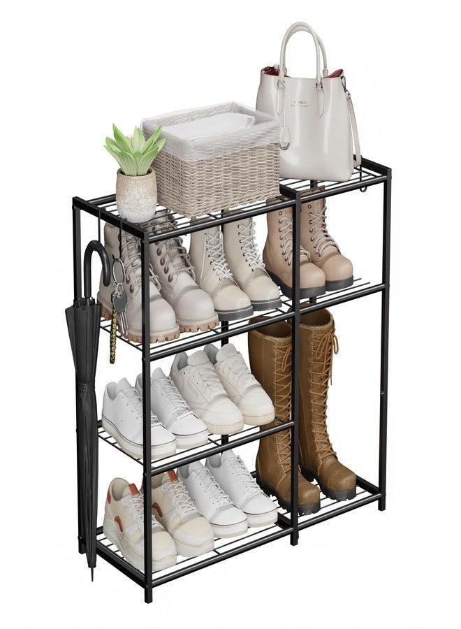 Neracking 4-Tier Metal Shoe Rack for Entryway, Heavy Duty Shoe Organizer for Closet and Garage, Sturdy Free Standing Shoe Shelf Storage with Tall Boot Space, Space Saving, Black - Image 1