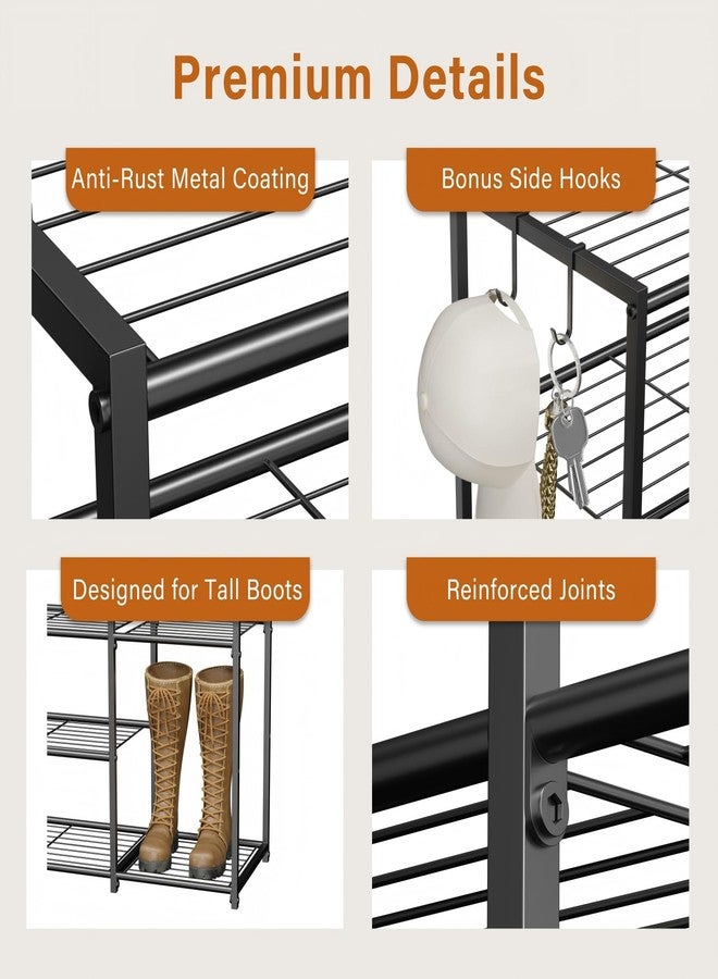 Neracking 4-Tier Metal Shoe Rack for Entryway, Heavy Duty Shoe Organizer for Closet and Garage, Sturdy Free Standing Shoe Shelf Storage with Tall Boot Space, Space Saving, Black - Image 5