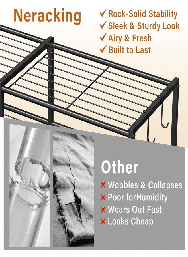 Neracking 4-Tier Metal Shoe Rack for Entryway, Heavy Duty Shoe Organizer for Closet and Garage, Sturdy Free Standing Shoe Shelf Storage with Tall Boot Space, Space Saving, Black - Image 3