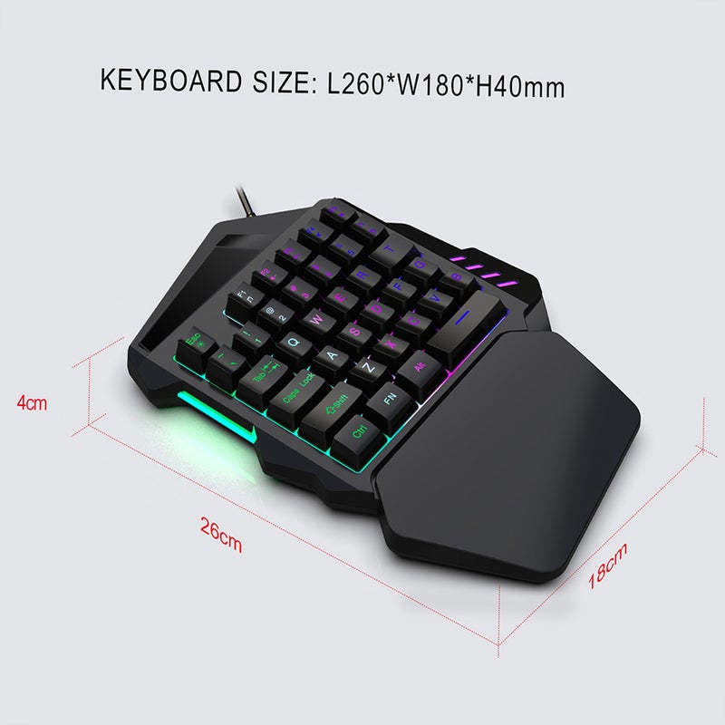 A876+V100 Keyboard and Combo Wired Gaming +One-handed Game Keyboard with Adjustable DPI and Breathing Light - Image 4