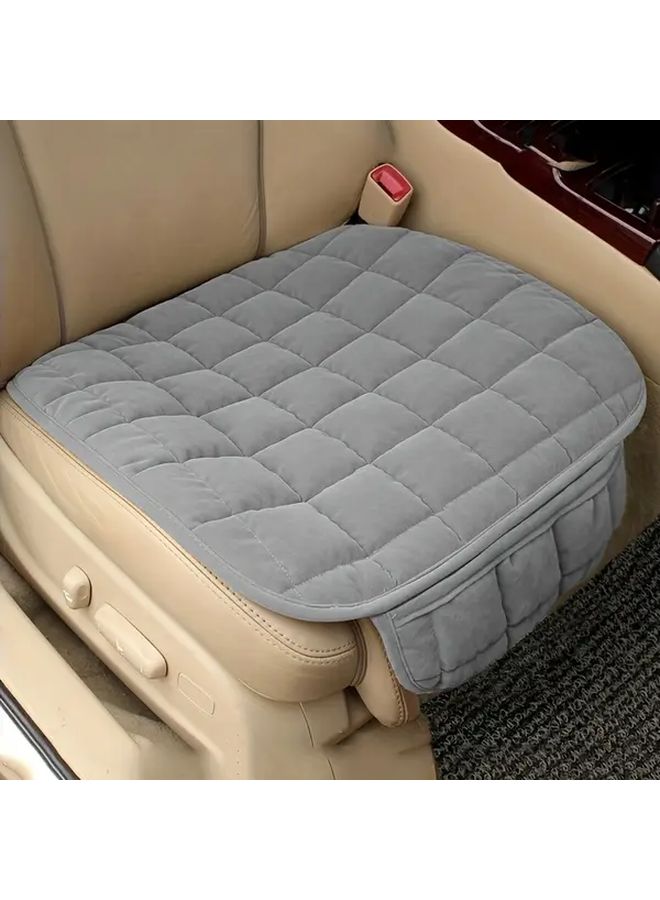 Coffee Plaid Car Seat Cover Non Slip All Season Soft Comfort Padded Surface Easy Clean - Image 1