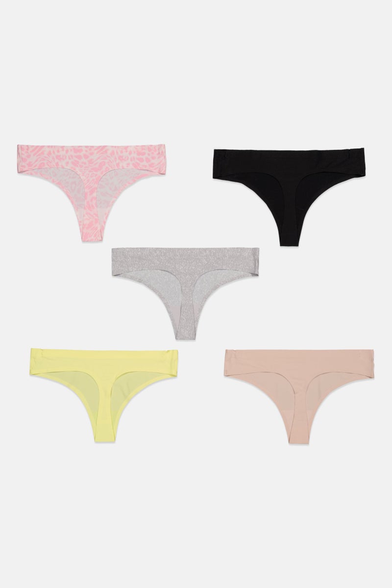 BCBGeneration Women 5 Pcs Animal Print Pull On Panty, Pink - Image 2