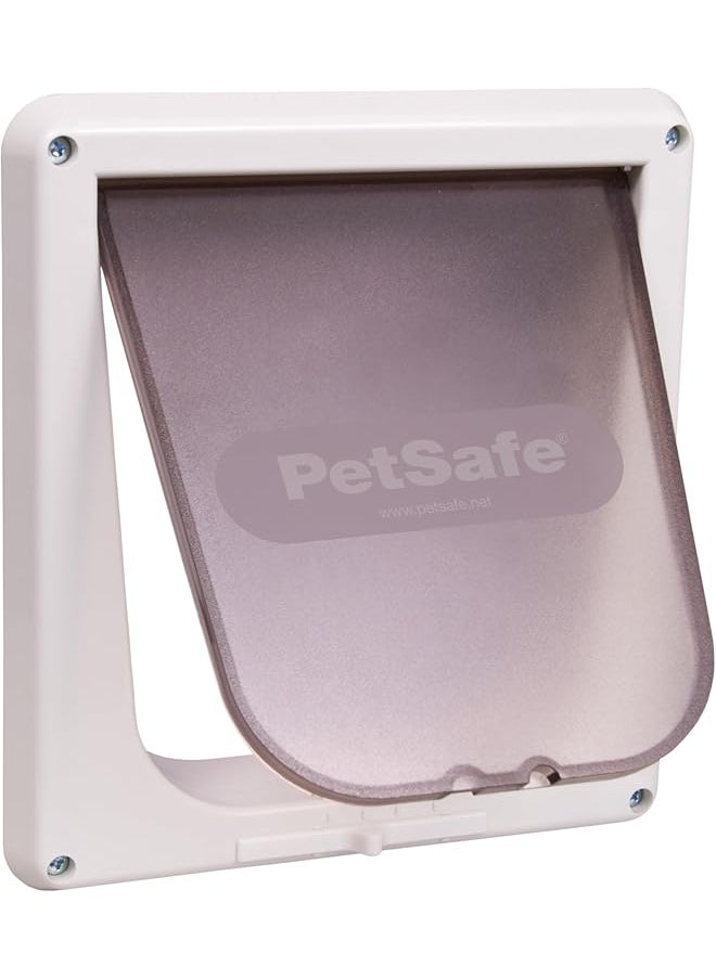 PetSafe باب قطة داخلي قفل 4 اتجاهات باب حيوانات أليفة داخلي مع ستارة باب خصوصية ملونة لصندوق فضلات قطة أو مغذي حيوانات أليفة مع قفل باب مدمج إطار باب متين مجموعة أدوات تركيب سهلة الإدارة  - Image 1