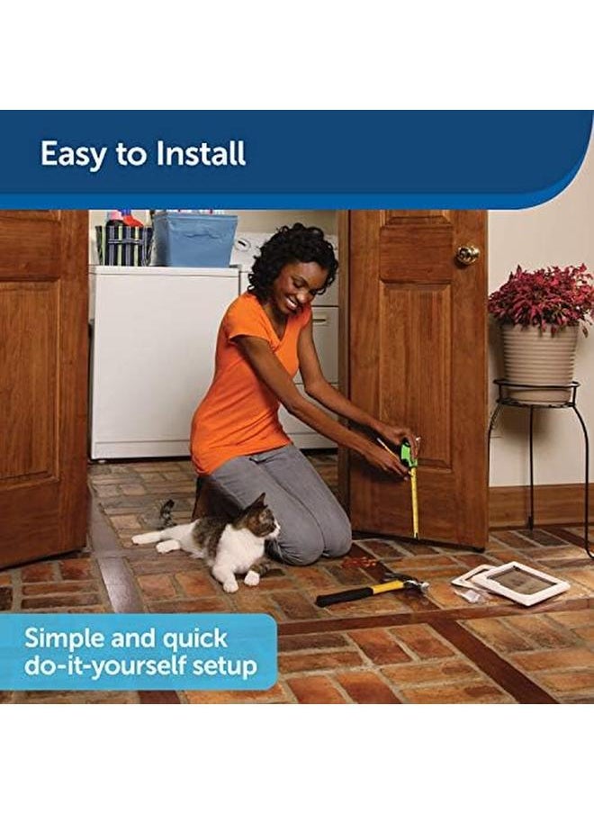 PetSafe باب قطة داخلي قفل 4 اتجاهات باب حيوانات أليفة داخلي مع ستارة باب خصوصية ملونة لصندوق فضلات قطة أو مغذي حيوانات أليفة مع قفل باب مدمج إطار باب متين مجموعة أدوات تركيب سهلة الإدارة  - Image 4