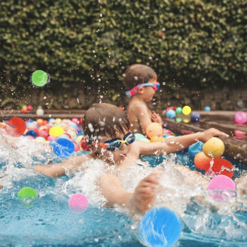 Jishi Reusable Water Sponge Balls 60pcs Water Balloons for Kids Beach Pool Toys, Outdoor Yard Games for Kids Ages 3-5 4-8-12 Year old Boys Girls Teens Adults Family Water Fight Party, Fun Summer Gifts - Image 4