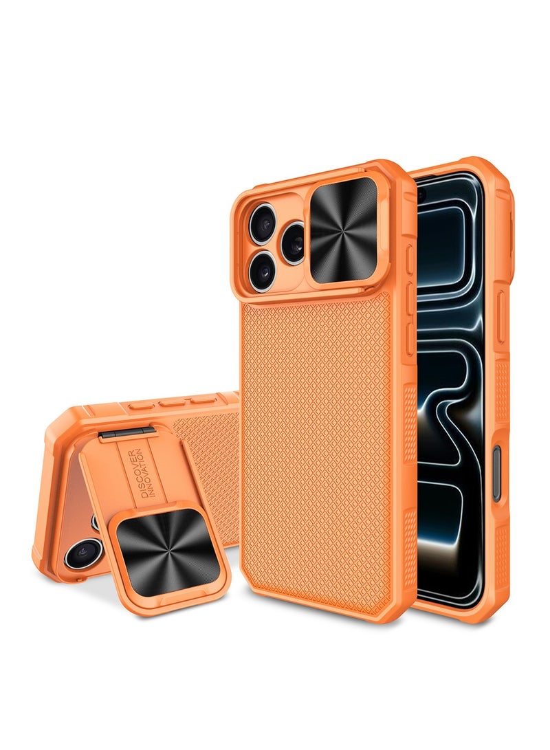اووكاي جراب مغناطيسي لهاتف iPhone 17 Pro Max مع غطاء كاميرا منزلق، متوافق مع Magsafe Mil-Grade Protection مقاوم للصدمات ومتين مع مسند لهاتف iPhone 17 Pro Max (برتقالي) - Image 1