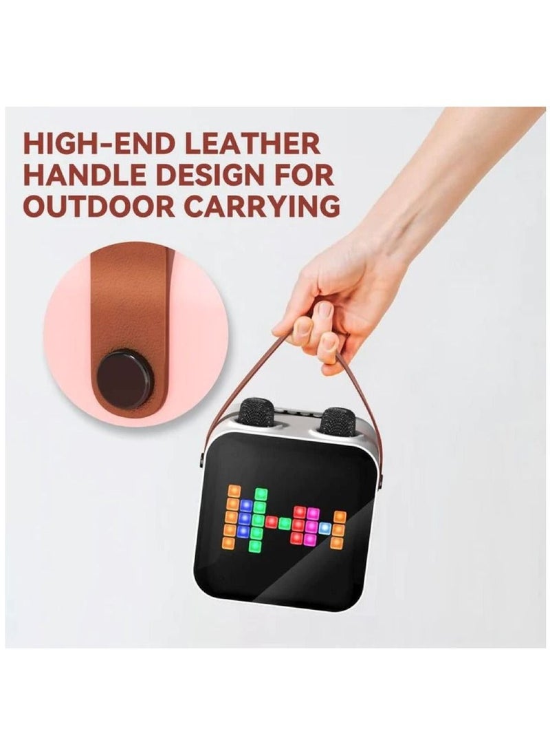 SPEAKER Portable Wireless  Speaker with Bluetooth Colorful LED Light with 2 Microphones Singing Speaker - Image 2