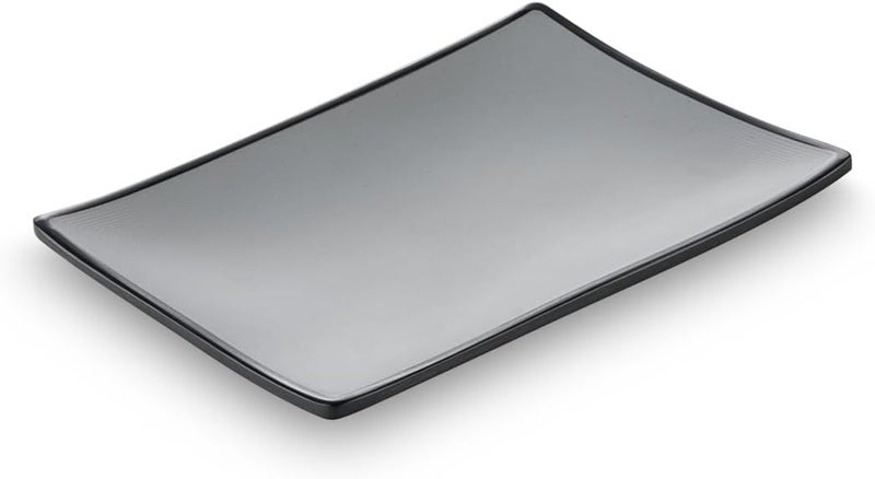 Servewell Harmony Melamine Rectangular Plate - Grey Outside, White Inside with Dots (20 x 13.8 x 2.1 cm)