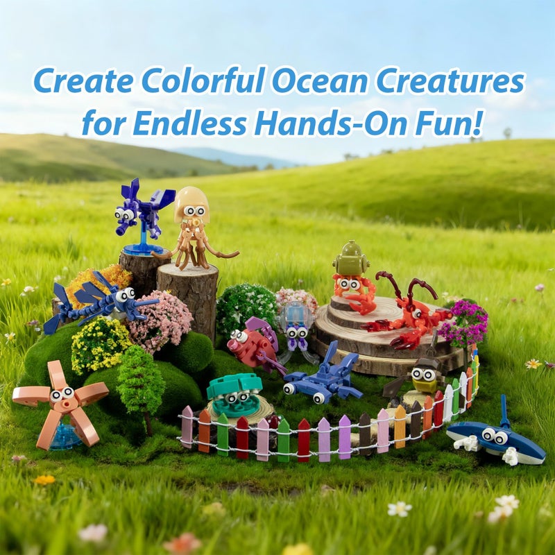 Kiddelo Building Block and Card Valentine Gifts 24 Building Blocks and 24 Cards for Kids' Party Favors, Birthday Gifts, Classroom Exchange Prizes, and Holiday Goodie Bags, Ocean Animal - Image 4