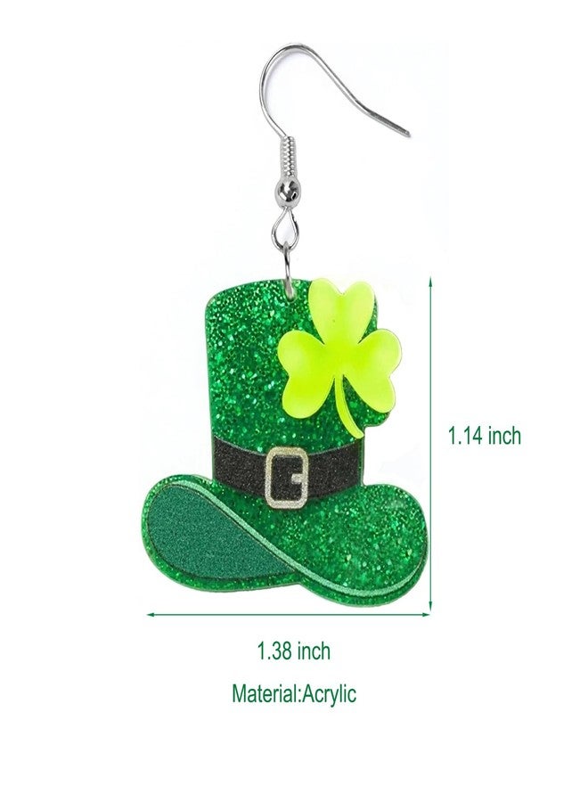 AIZIXIN St. Patrick's Day Green Hat Rainbow Earrings for Women,Good Luck Dangling Earrings,Irish St. Patrick's Day Decorations Accessories. (hat) - Image 2