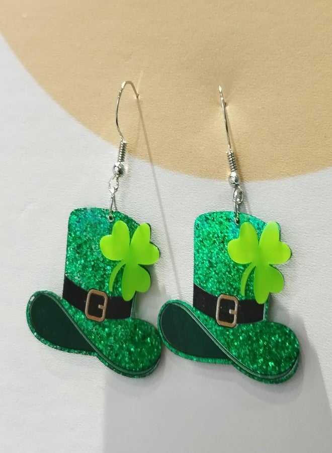 AIZIXIN St. Patrick's Day Green Hat Rainbow Earrings for Women,Good Luck Dangling Earrings,Irish St. Patrick's Day Decorations Accessories. (hat) - Image 3