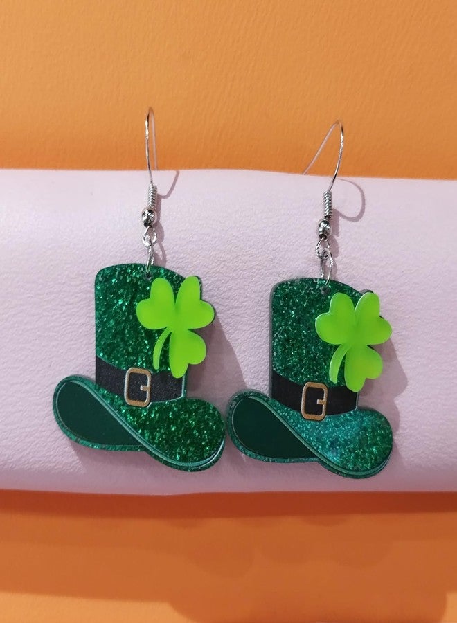 AIZIXIN St. Patrick's Day Green Hat Rainbow Earrings for Women,Good Luck Dangling Earrings,Irish St. Patrick's Day Decorations Accessories. (hat) - Image 4
