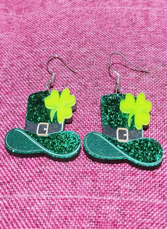 AIZIXIN St. Patrick's Day Green Hat Rainbow Earrings for Women,Good Luck Dangling Earrings,Irish St. Patrick's Day Decorations Accessories. (hat) - Image 5