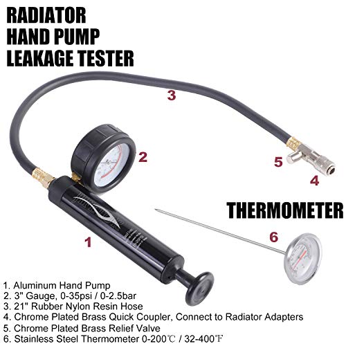 JIFETOR Radiator Coolant Pressure Tester Vacuum Refill Tool Kit, 28PCS Automotive Cooling System Leak Test and Pneumatic Purge Fill Set with Testing Adapter Caps Universal for Airlift Car Auto Truck - Image 4