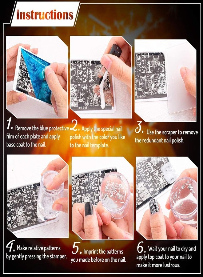 وولاين مجموعة ختم أظافر Whaline من 6 قطع من قوالب ختم الصواريخ والقمر والكواكب ورواد الفضاء، لوحات فنية للأظافر للطباعة بنفسك، تصميم صالون مانيكير - Image 4