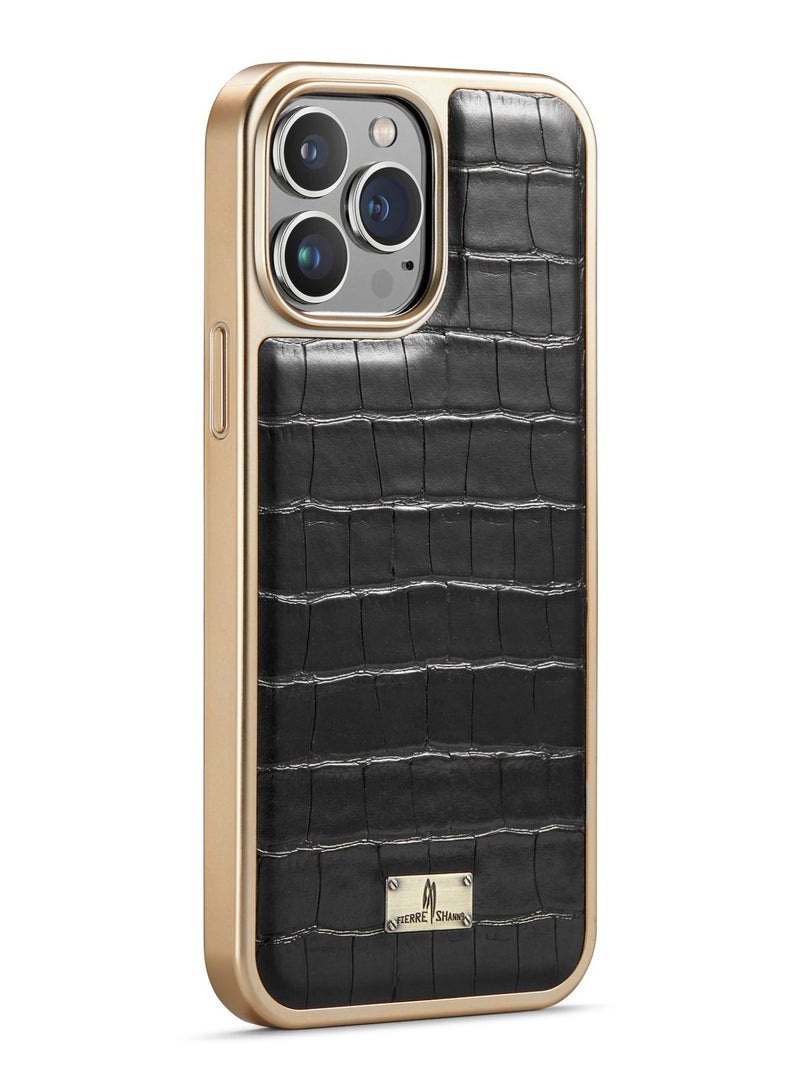 Suteni Electroplating Back Cover Crocodile Leather Phone Case for iPhone - Image 1